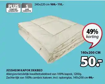 Jysk Jessheim Kapok Dekbed 140x200 cm aanbieding