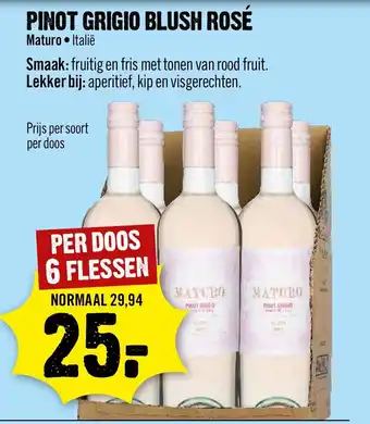 Dirck 3 PINOT GRIGIO BLUSH ROSÉ Maturo • Italië PER DOOS 6 FLESSEN aanbieding