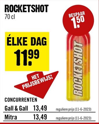 Dirck 3 ROCKETSHOT 70 cl aanbieding