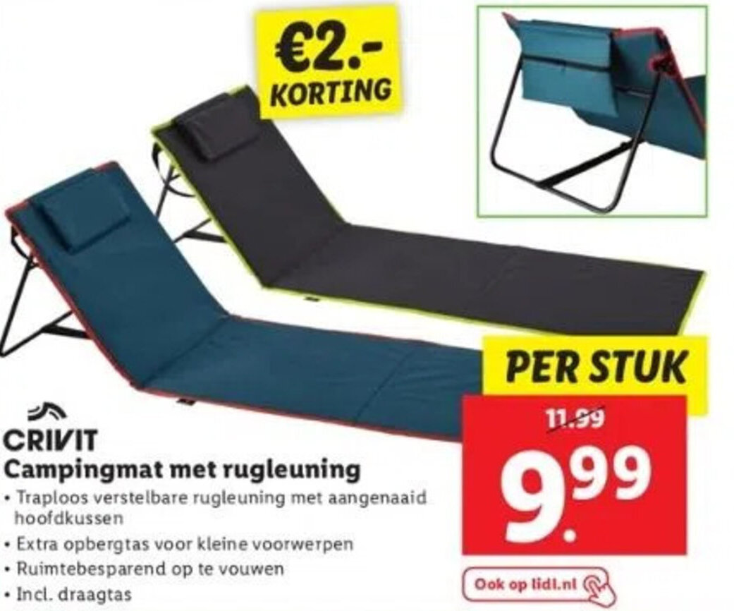 CRIVIT Campingmat met rugleuning aanbieding bij Lidl