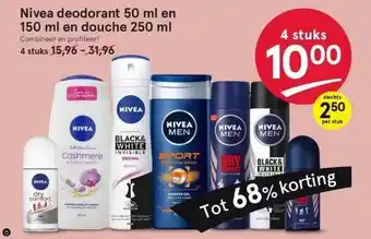 Etos Nivea deodorant 50 ml en 150 ml en douche 250 ml aanbieding