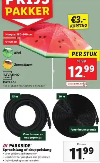 Lidl Iii parkside* sproeislang of druppelslang • voor gelijkmatig besproeien aanbieding