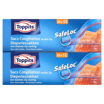 Marskramer Toppits safeloc zip-diepvrieszakken 1 liter 20 stuks aanbieding