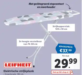 Lidl Leifheit Elektrische strijkplank 180 cm aanbieding