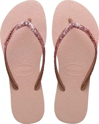 Bol.com Havaianas slim glitter ii dames slippers - lichtroze/goud - maat 33/34 aanbieding