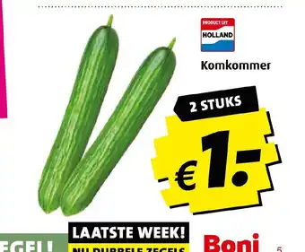 Boni Komkommer 2 stuks aanbieding