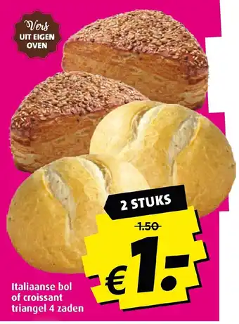 Boni Italiaanse bol of croissant triangel 4 zaden 2 stuks aanbieding