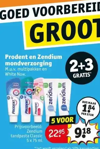 Kruidvat Prodent en zendium mondverzorging m.u.v. multipakken en white now. aanbieding