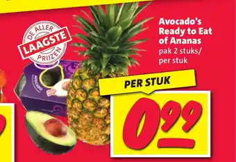 Nettorama Avocado's Ready to Eat of Ananas pak 2 stuks aanbieding