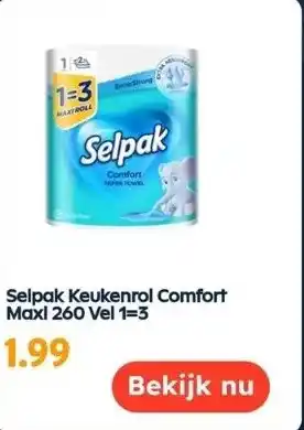 Ochama Selpak keukenrol comfort maxi 260 vel 1=3 aanbieding