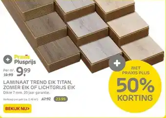 Praxis Laminaat trend eik titan, zomer eik of lichtgrijs eik dikte 7 mm. 20 jaar garantie. aanbieding