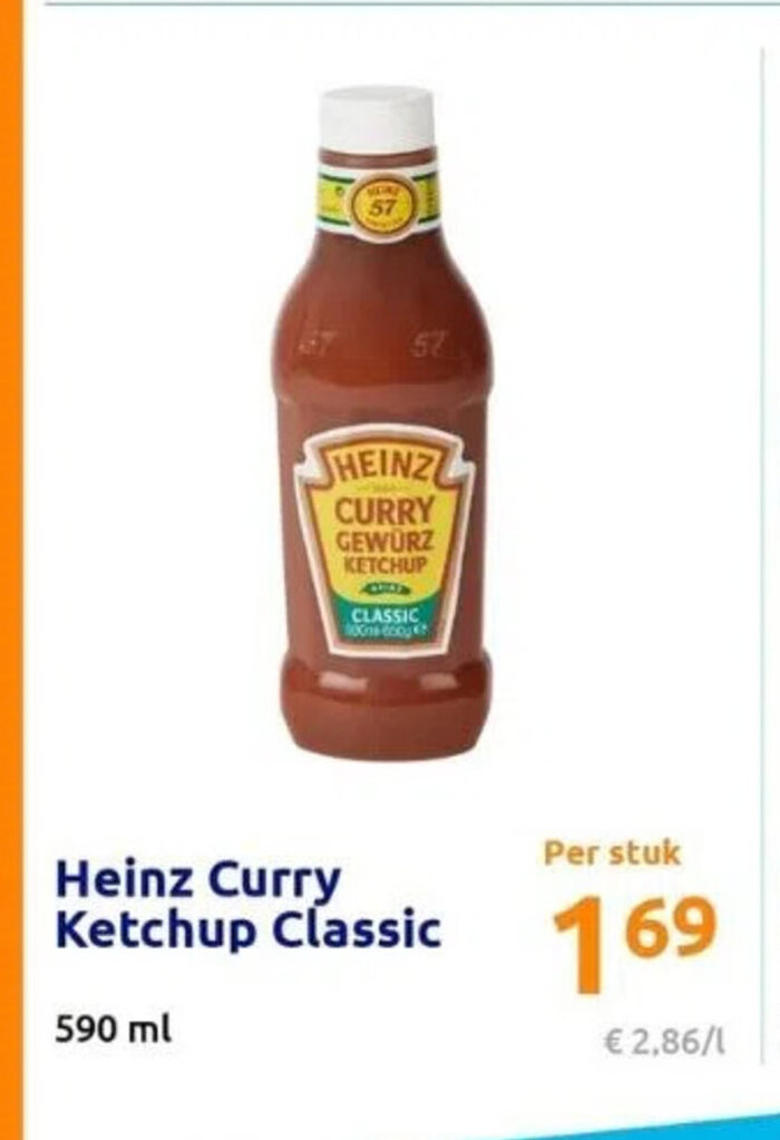Heinz Curry Ketchup Classic 590 ml aanbieding bij Action
