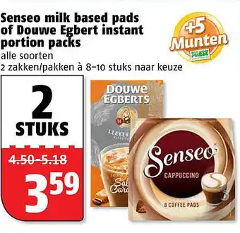 Poiesz Senseo milk based pads of Douwe Egbert instant portion packs aanbieding