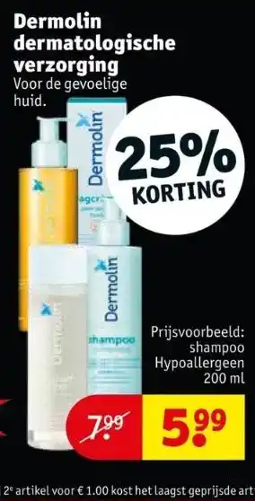 Kruidvat Dermolin dermatologische verzorging voor de gevoelige huid. aanbieding