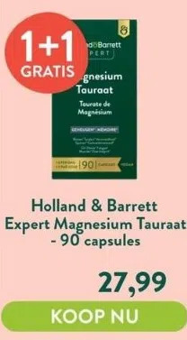 Holland & Barrett Holland & barrett expert magnesium tauraat - 90 capsules aanbieding