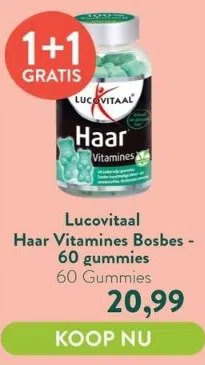 Holland & Barrett Lucovitaal haar vitamines bosbes - 60 gummies aanbieding