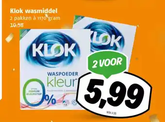 Poiesz Klok wasmiddel 2 pakken à 1170 gram aanbieding