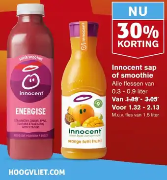 Hoogvliet Innocent sap of smoothie 1.5 liter aanbieding