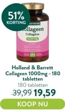 Holland & Barrett Holland & barrett collageen 1000mg - 180 tabletten aanbieding