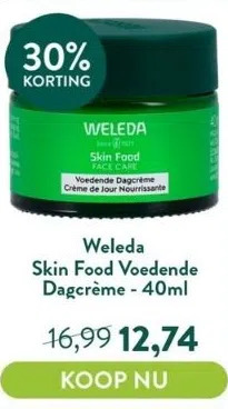 Holland & Barrett Weleda skin food voedende dagcrème 40ml aanbieding