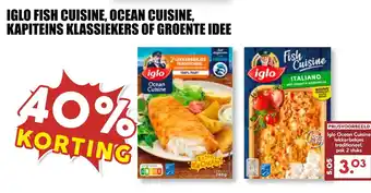 MCD Supermarkt Iglo fish cuisine, ocean cuisine, kapiteins klassiekers of groente idee aanbieding