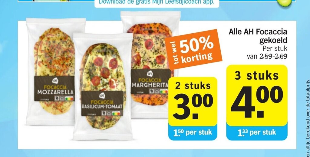 Alle Focaccia gekoeld aanbieding bij Albert Heijn