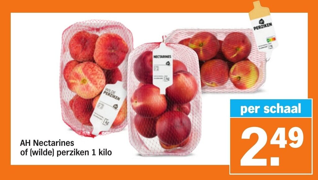 Nectarines of (wilde) perziken 1 kilo aanbieding bij Albert Heijn