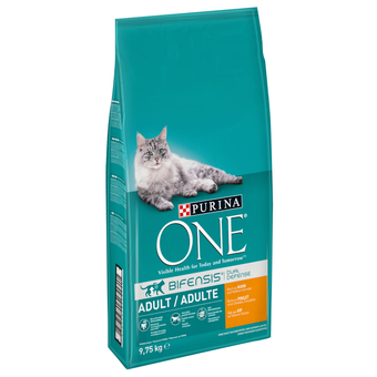 Zooplus 9,75kg adult kip & volkoren granen purina one kattenvoer aanbieding
