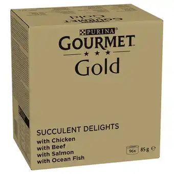 Zooplus Voordeelpakket gourmet gold sappige fijne reepjes 96 x 85 g kattenvoer - kip, zeevis, rund, zalm aanbieding