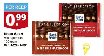 Hoogvliet Ritter Sport 100g aanbieding