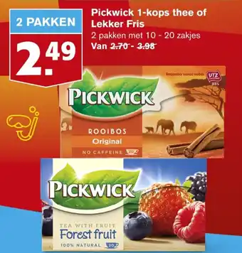 Hoogvliet Pickwick 1-kops thee of Lekker Fris aanbieding