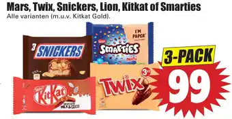 Dirk Mars, Twix, Snickers, Lion, Kitkat of Smarties aanbieding