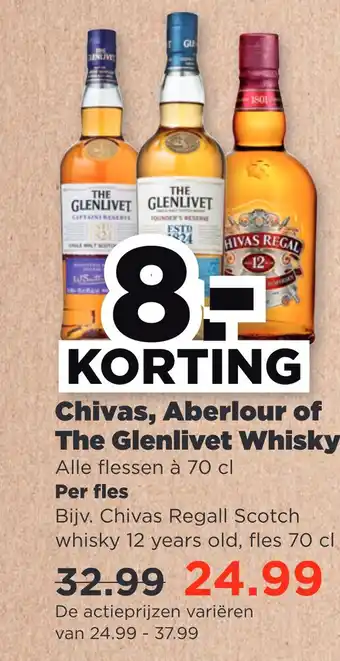 PLUS Chivas, Aberlour of The Glenlivet Whisky aanbieding