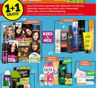 Kruidvat Keuze uit het hele assortiment Taft, Diadermine, Fa, Gliss Kur, Nature Box, Natural & Easy, Got2b, Junior, Schwarzkopf, Refle aanbieding