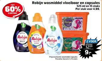 Trekpleister Robijn wasmiddel vloeibaar en capsules aanbieding