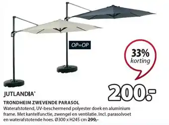 Jysk Trondheim zwevende parasol aanbieding