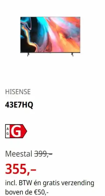 MediaMarkt HISENSE 43E7HQ aanbieding