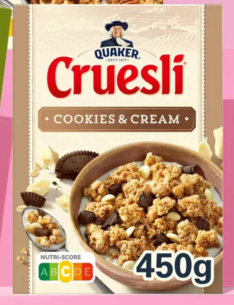 Flink Quaker Cruesli Cookies & Cream 450g aanbieding