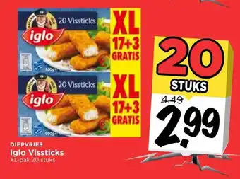 Vomar Voordeelmarkt Iglo Vissticks 20 stuks aanbieding