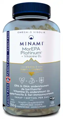 De Online Drogist Minami morepa platinum + vitamine d3 softgels 120sg aanbieding