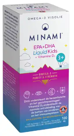 De Online Drogist Minami epa & dha liquid kids - vetzurenpreparaat 100ml aanbieding