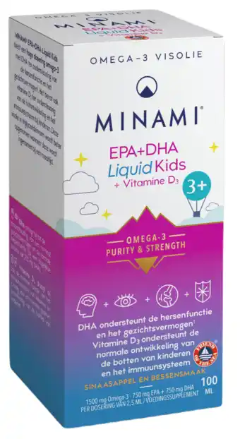 De Online Drogist Minami epa & dha liquid kids - vetzurenpreparaat 100ml aanbieding