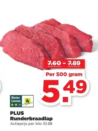 PLUS Runderbraadlap per kilo aanbieding