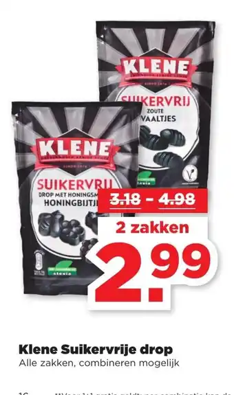 PLUS Klene Suikervrije Drop aanbieding