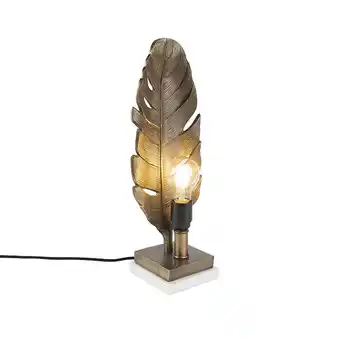 fonQ Qazqa tafellamp leaf - brons - art deco - l 120mm aanbieding