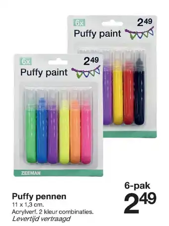 Zeeman Puffy pennen 6-pak aanbieding