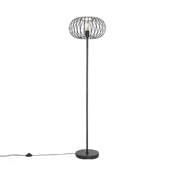 fonQ Qazqa vloerlamp johanna - zwart - design - d 390mm aanbieding