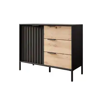 fonQ Meubella dressoir ramirez - zwart - eiken - 103 cm - met lades aanbieding