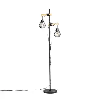 fonQ Qazqa vloerlamp chon - zwart - landelijk - l 43cm aanbieding