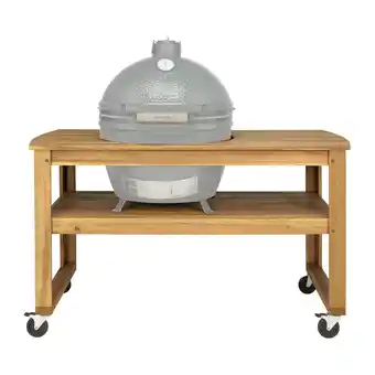 fonQ Big green egg acacia tafel met wielen xl aanbieding